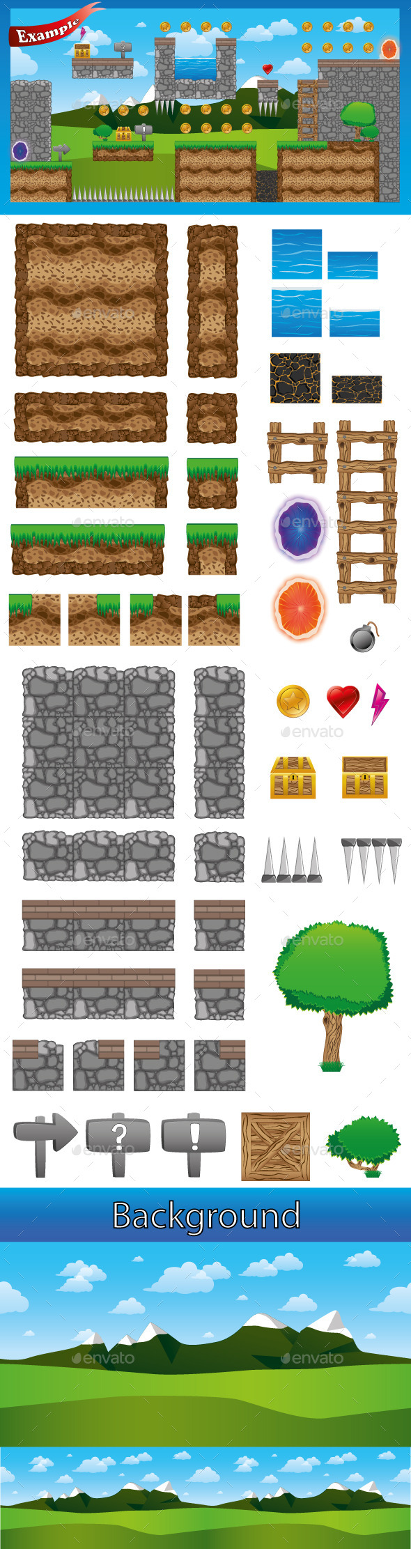 Platformer Game Tileset - Tilesets Game Assets