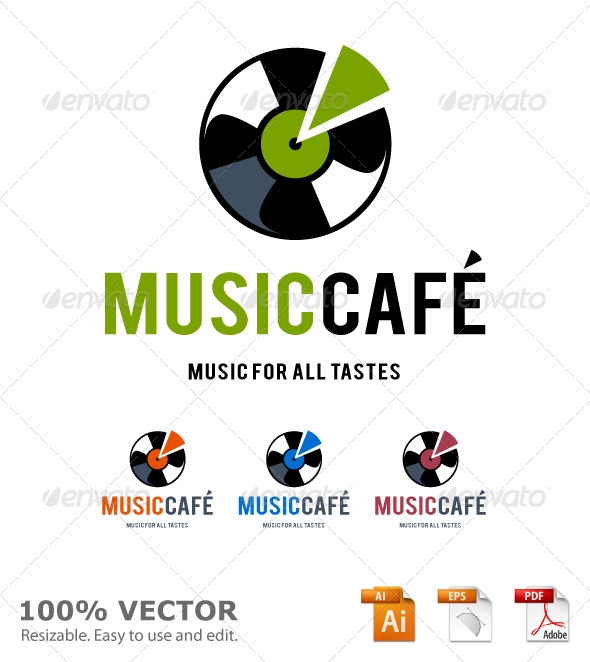 Music cafe logo template - Vector Abstract