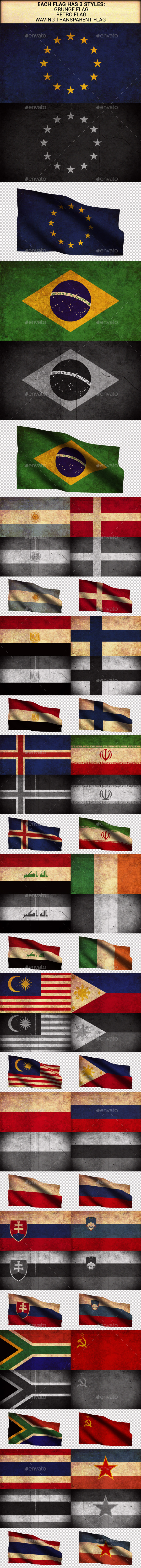 World Flags Grunge and Retro (Part 3) - Urban Backgrounds