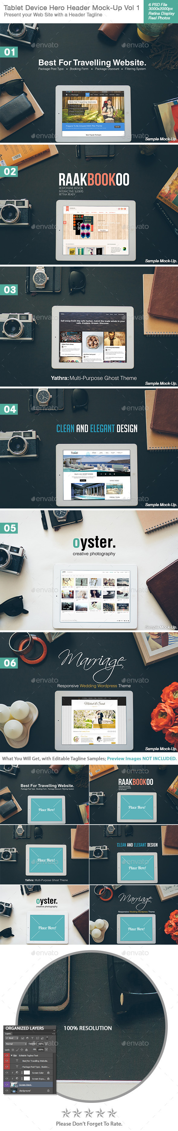 v2 Tablet / Pad Device Hero Header Mock-Up - Hero Images Graphics