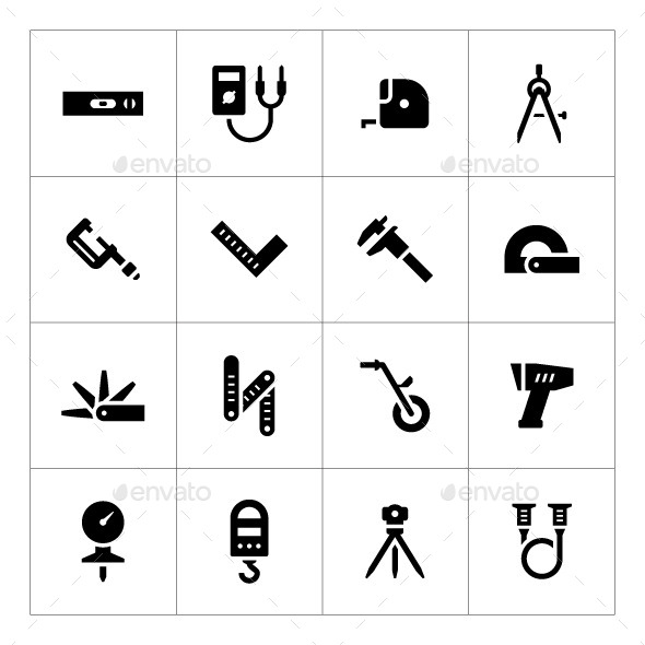 Set Icons of Measuring Tools - Man-made objects Objects