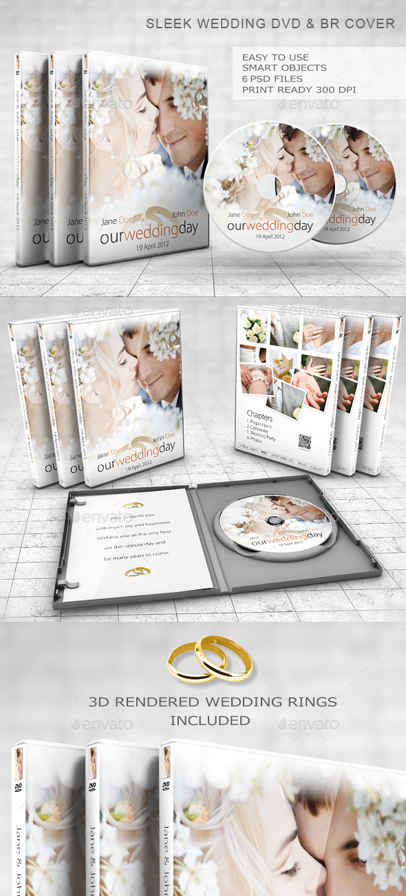 Sleek Wedding DVD & BR Cover Set - CD & DVD Artwork Print Templates