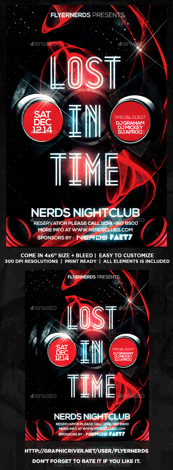 Lost in Time Party Flyer - Clubs & Parties Events
