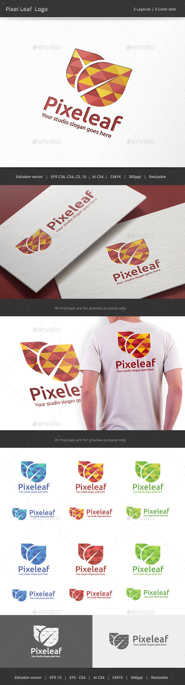 Pixel Leaf Logo - Vector Abstract