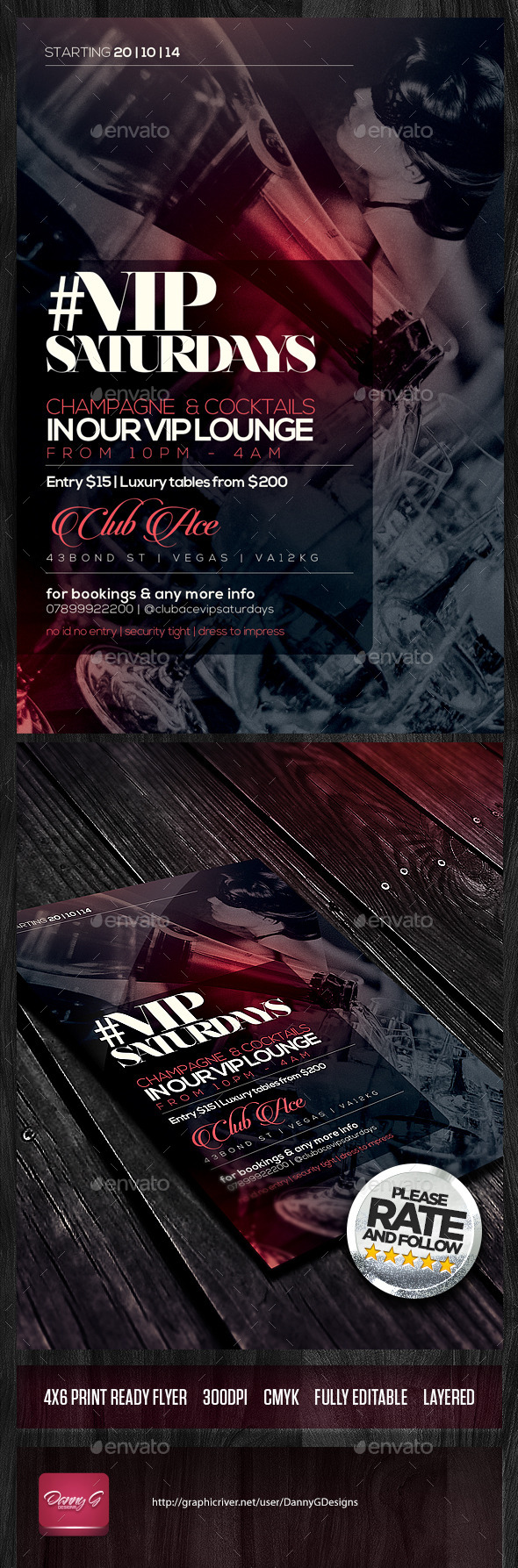 #VIP Saturdays Flyer Template PSD - Clubs & Parties Events