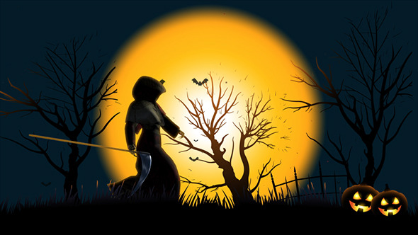 Halloween Death Grim Reaper Walking Funny Backgrou alt