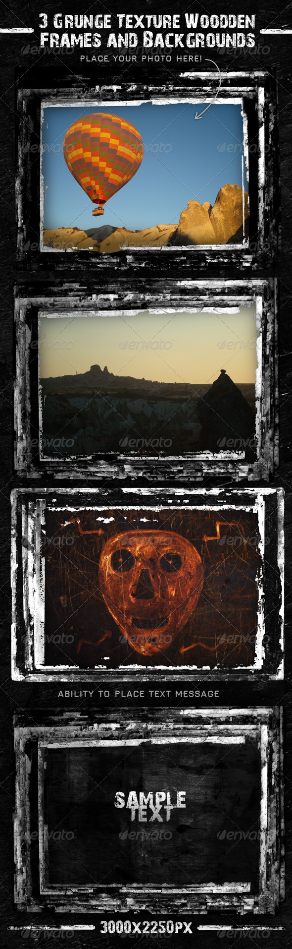 3 Grunge Texture Woodden Frames and Backgrounds - Backgrounds Graphics