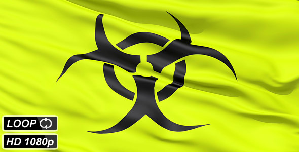 Yellow Biohazard Symbol Wavy Fabric. alt
