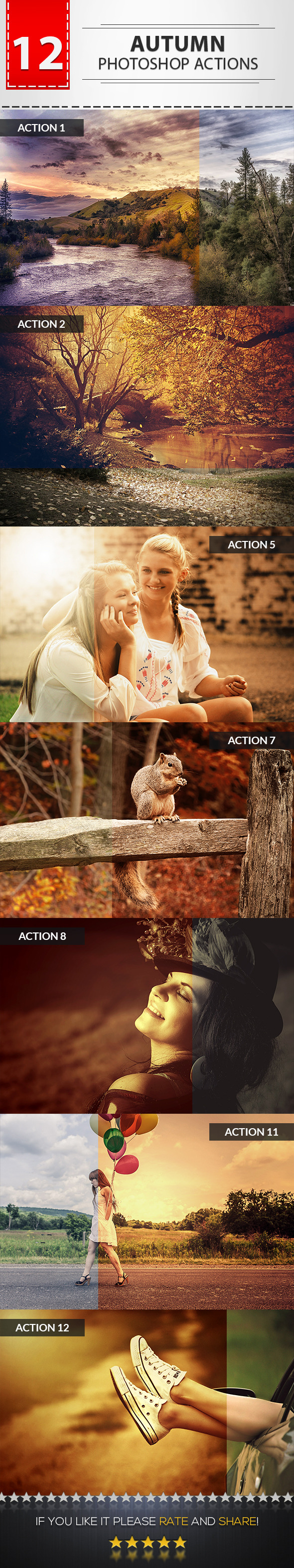 12 Autumn Photoshop Actions - Photo Effects Actions