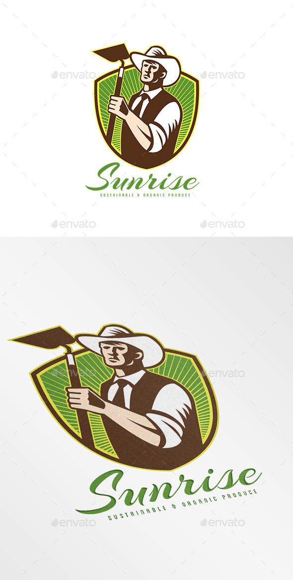 Sunrise Organic Farm Produce Logo - Humans Logo Templates