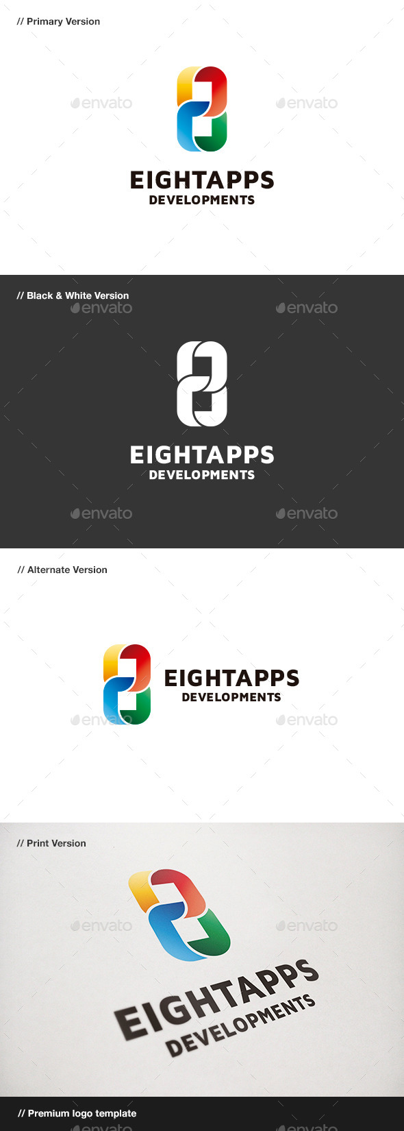 Eight Apps - Number 8 Logo - Numbers Logo Templates
