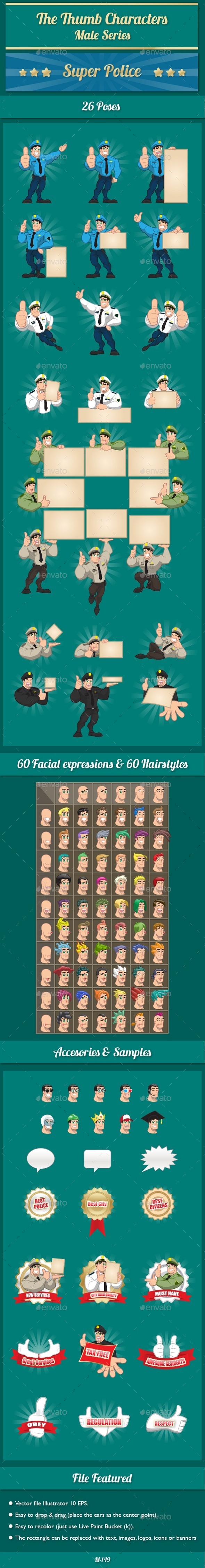 Police Gives Thumbs Up - Characters Vectors