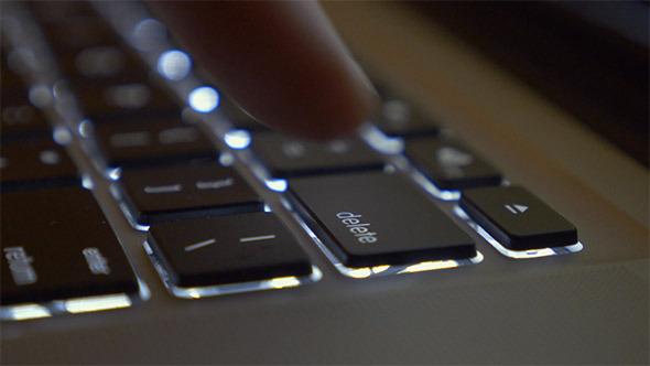 Pressing Delete on an Illuminated Keyboard