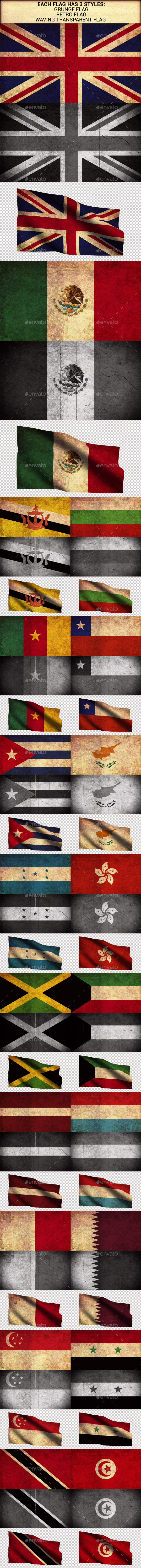 World Flags Grunge and Retro (Part 4) - Urban Backgrounds