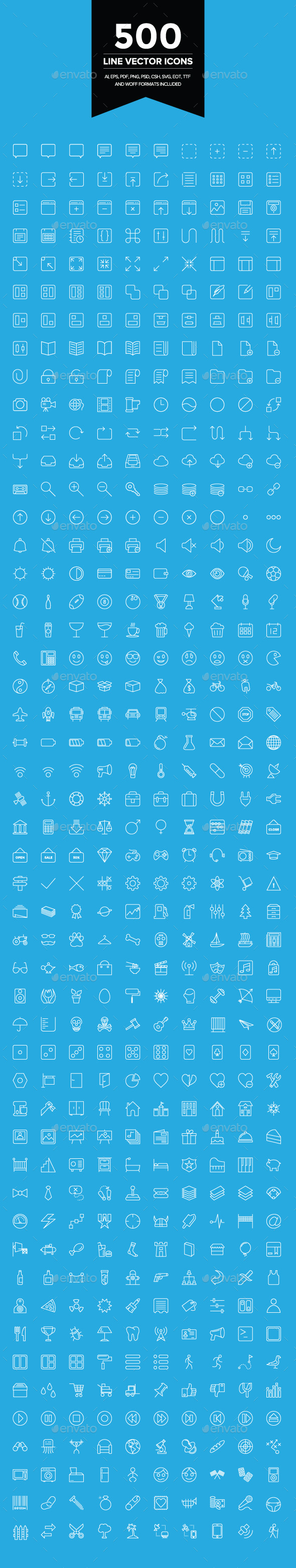 500 Line Vector Icons - Web Icons
