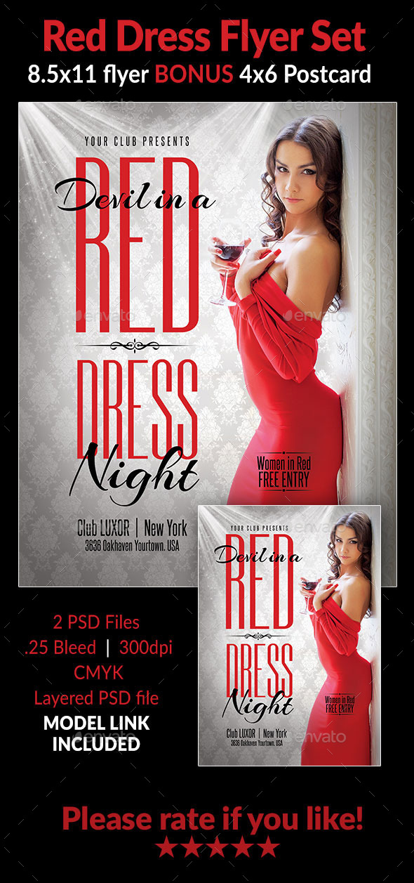 Red Dress Flyer Set - Clubs & Parties Events