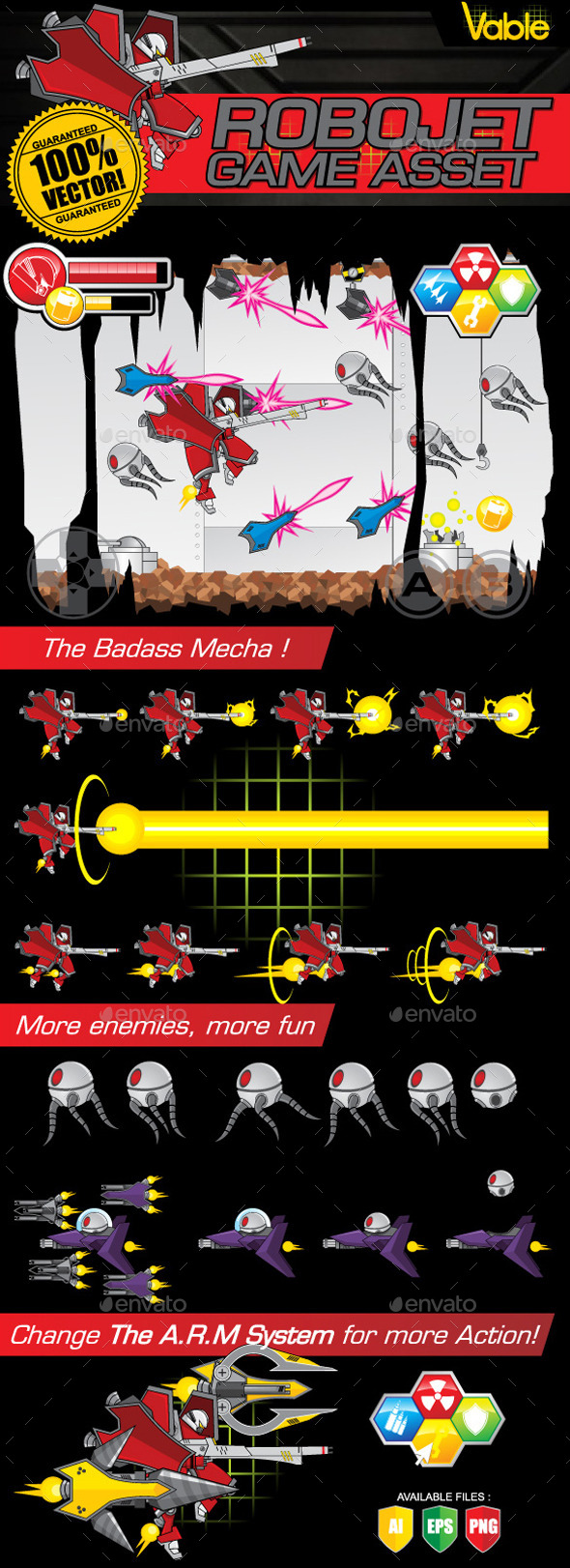 Robo Jet Game Asset - Sprites Game Assets