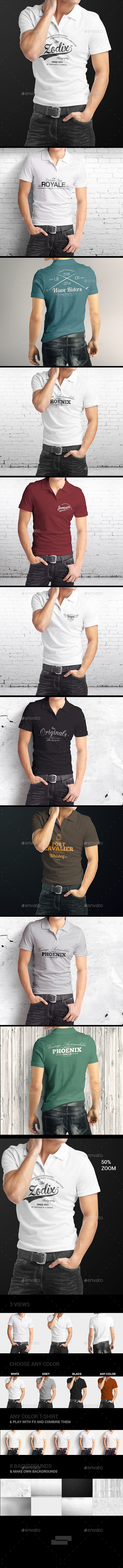 Man Polo Shirt Mock-Up - T-shirts Apparel