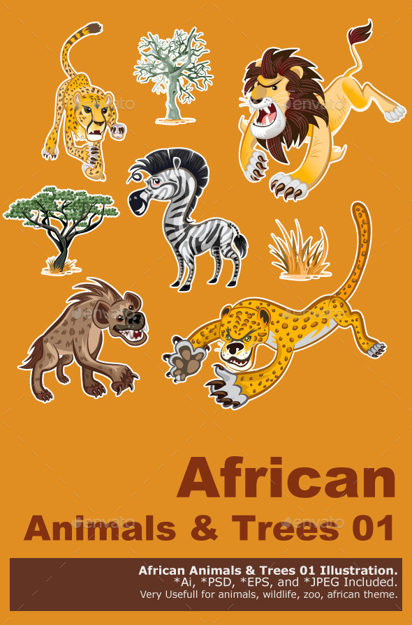 Africa Animals & Trees Collection Set 01 - Animals Characters