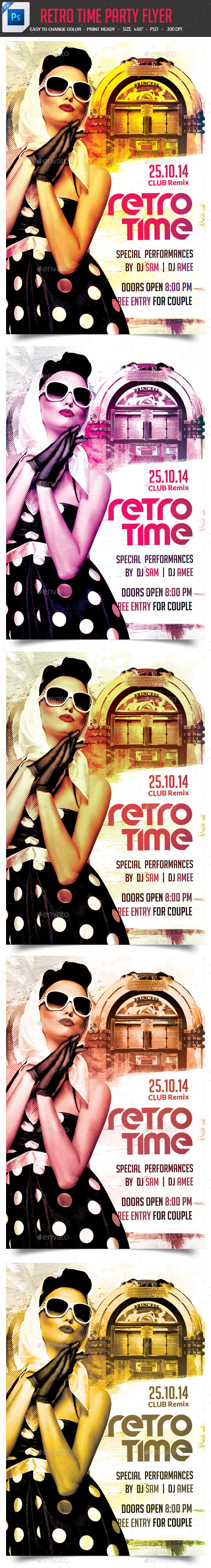 Retro Time Party Flyer - Clubs & Parties Events