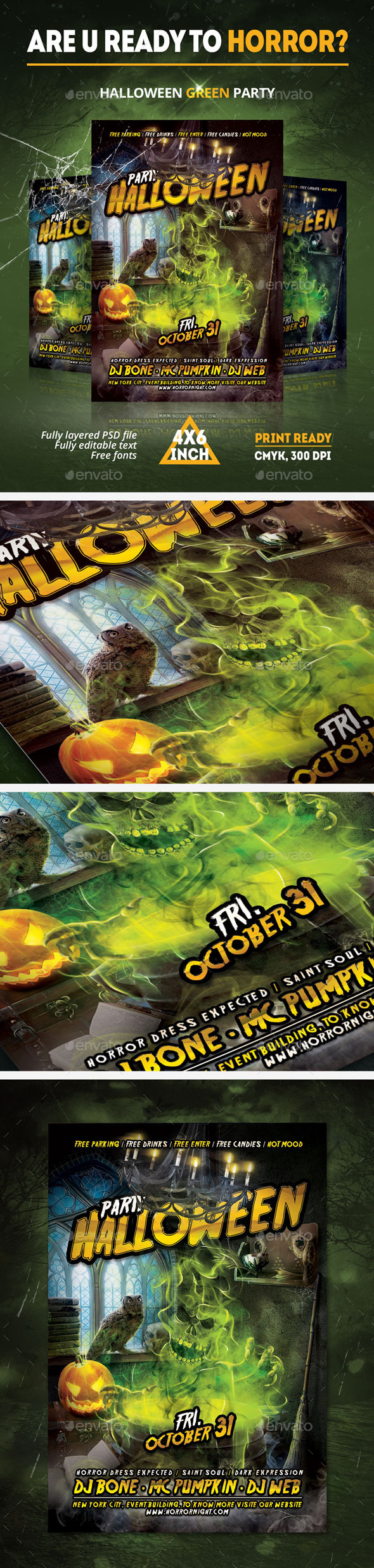Halloween Green paty Flyer - Clubs & Parties Events