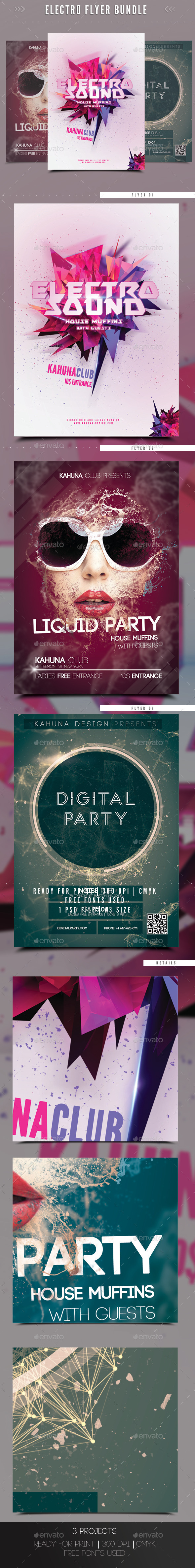 Electro Party Flyer Bundle - Clubs & Parties Events