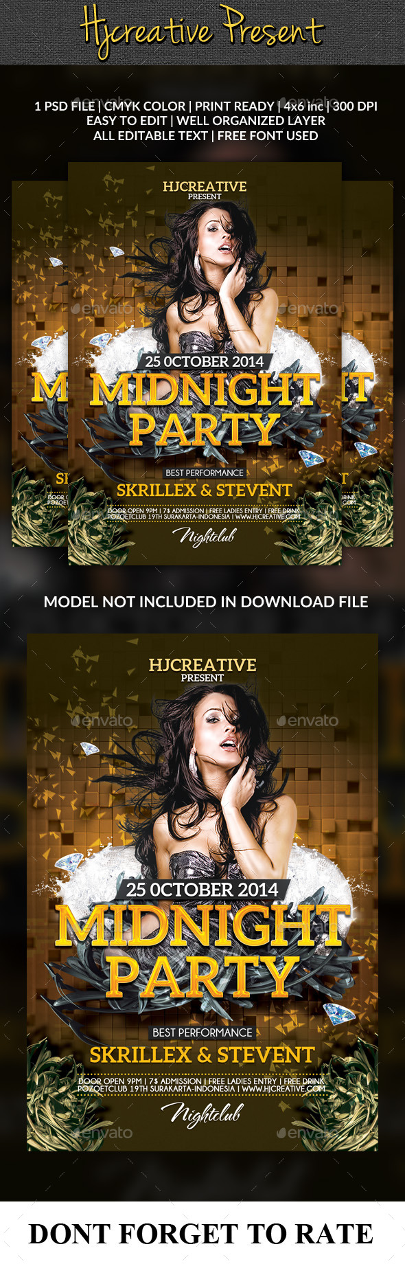 Midnight Party Poster Flyer Template - Clubs & Parties Events