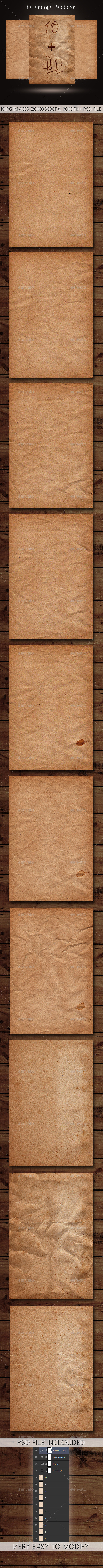 10 Old Paper Textures + PSD File - Paper Textures