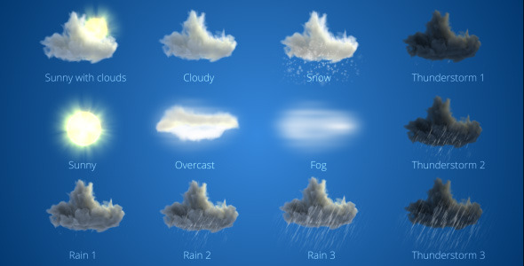 Realistic Weather Icons - VideoHive 9117357