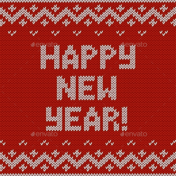 Card of Happy New Year 2015 with Knitted Texture - Christmas Seasons/Holidays