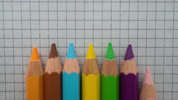 Colored Pencils On A Background, Stop Motion