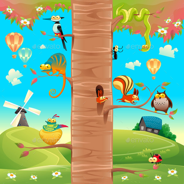 Animals on Branches - Animals Characters