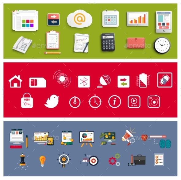 Set of Office and Business Work Elements - Technology Conceptual