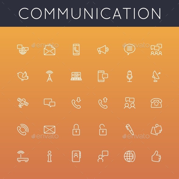 Vector Communication Line Icons - Media Icons