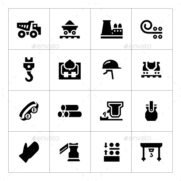 Set Icons of Metallurgy - Man-made objects Objects