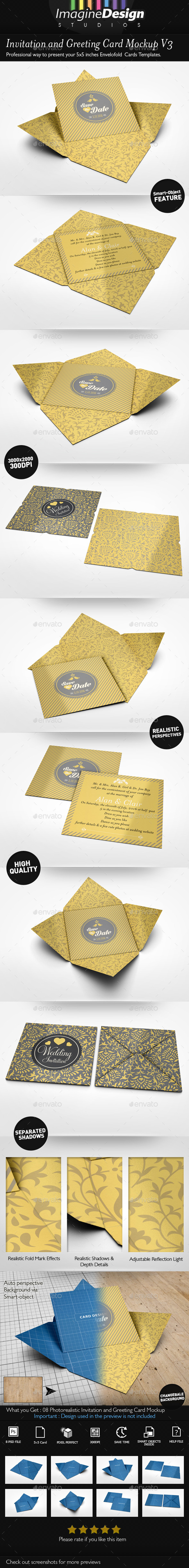 Invitation and Greeting Card Mockup V3