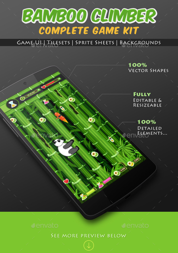 Bamboo Climber Panda Game Kit - Game Kits Game Assets
