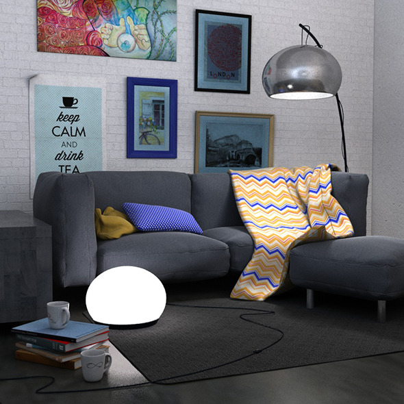 Living room scene - 3Docean 9121156