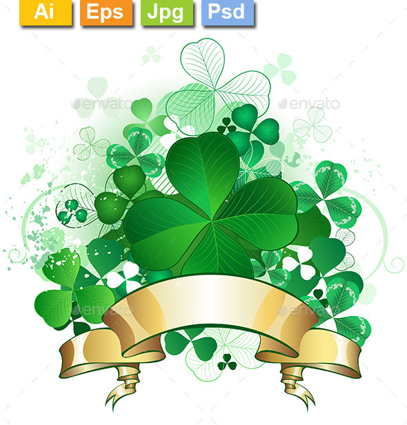Clover with Banner - Decorative Vectors