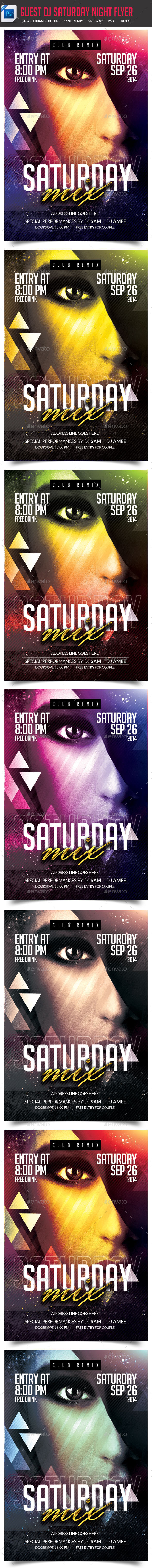 Guest DJ Saturday Night Flyer - Clubs & Parties Events