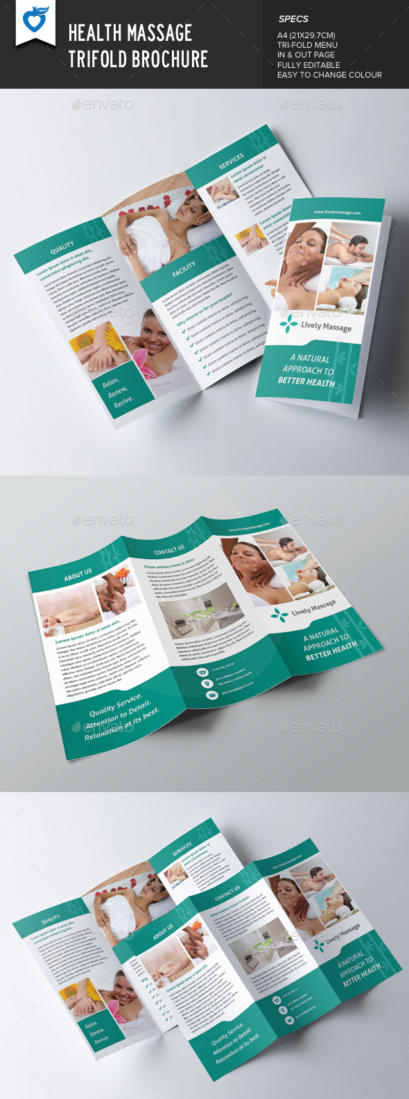 Health Massage Trifold Brochure - Corporate Brochures