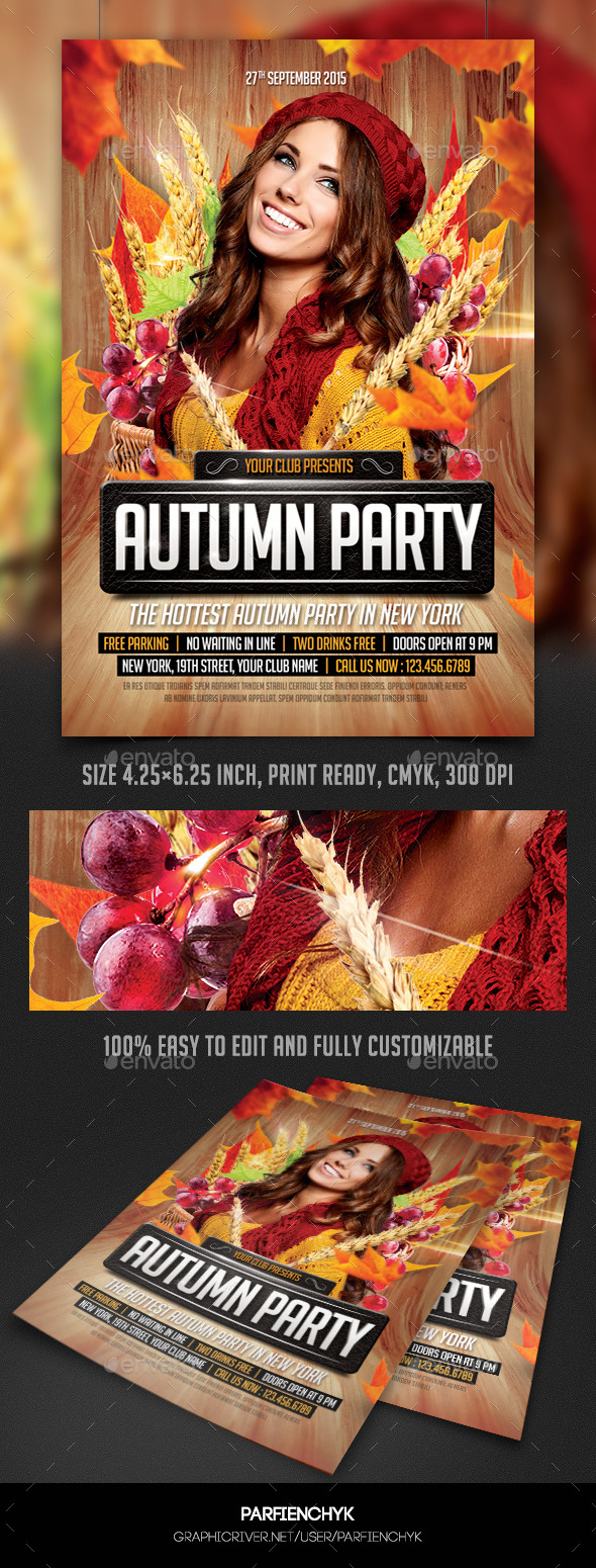 Autumn Party Flyer Template - Clubs & Parties Events