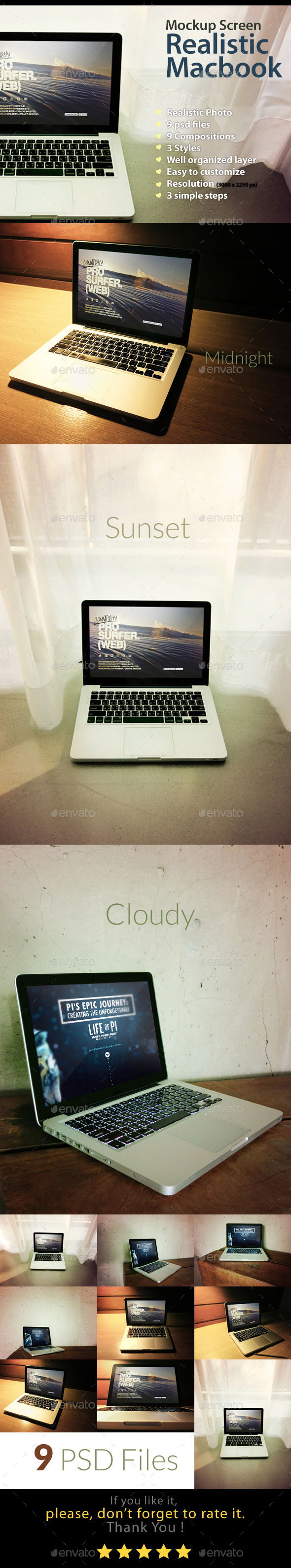 Realistic Macbook Mockup - Laptop Displays