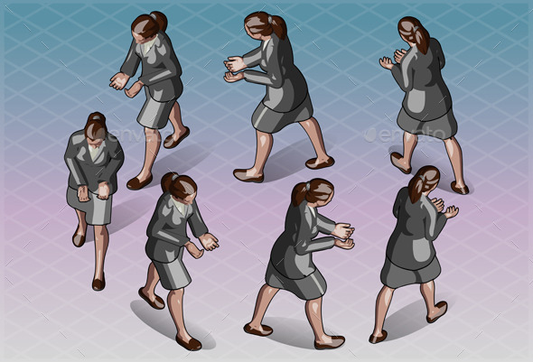 Isometric Woman that Transporting Something - People Characters
