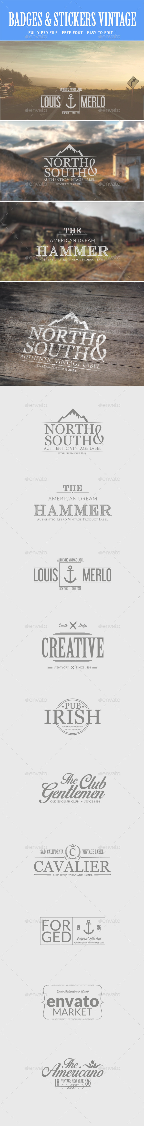 Retro Vintage Labels and Logos - Badges & Stickers Web Elements
