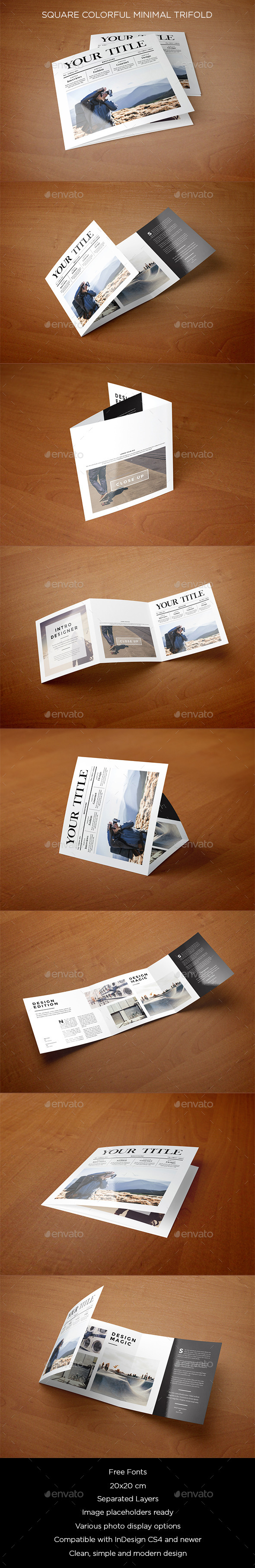 Square Minimal Style Trifold - Brochures Print Templates