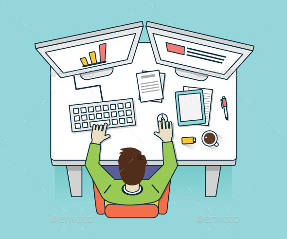 Work Hard Process. Management and Business - Media Technology