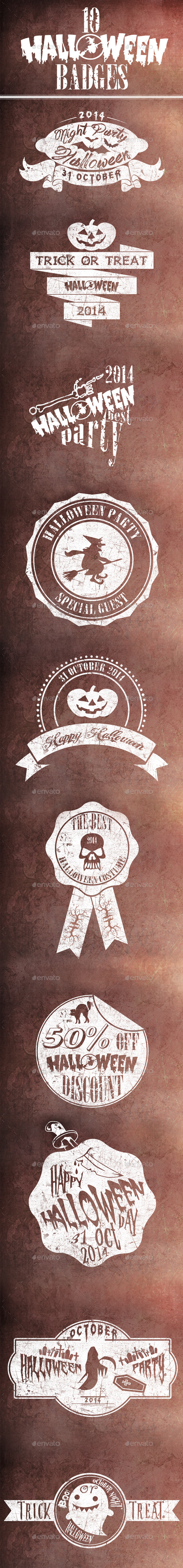 10 Halloween Badges - Badges & Stickers Web Elements