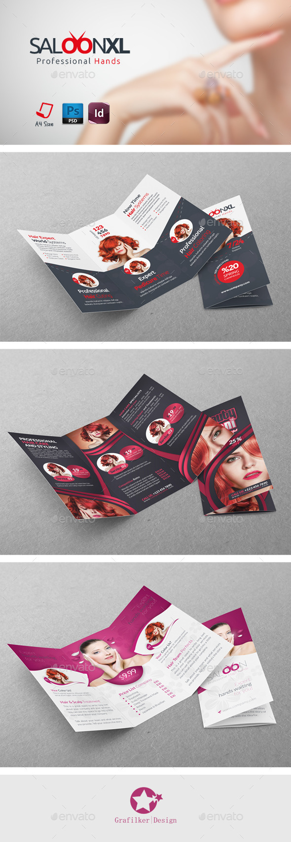 Beauty Saloon Trifold Bundle Templates - Brochures Print Templates
