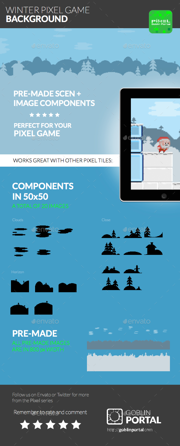 Winter Pixel Game Background - Sprites Game Assets